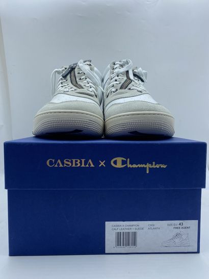 null CASBIA X CHAMPION, Pair of sneakers model "Calf Leather + Suede Atlanta" white,...