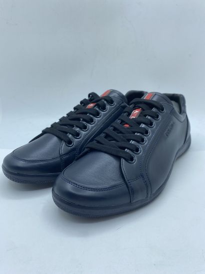 null PRADA, Pair of sneakers model "Plume + Spazzolatto" dark blue, size 8.5 (UK...