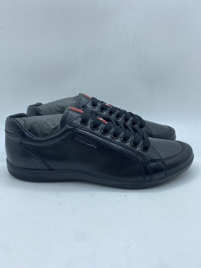 null PRADA, Pair of sneakers model "Plume + Spazzola" black, size 5 (UK size is 38...