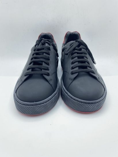 EXPLICIT, Pair of black and red sneakers,...