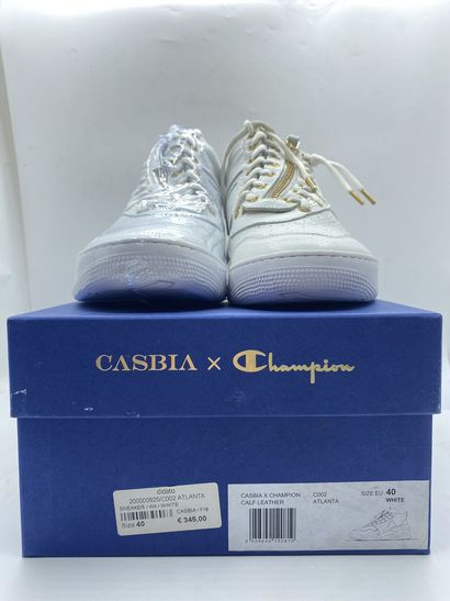 null CASBIA X CHAMPION, Paire de sneakers modèle "Calf Leather Atlanta" blanc, taille...
