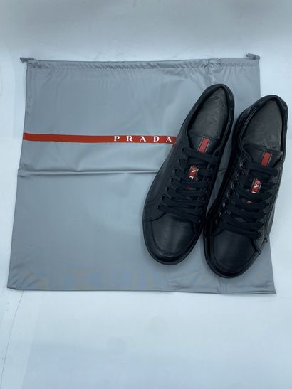 null PRADA, Pair of sneakers model "Plume + Spazzola" black, size 5 (UK size is 38...