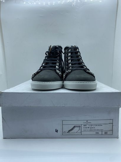 null LOUIS LEEMAN, Pair of sneakers model "High Top Sneaker with Metal Chain" black,...