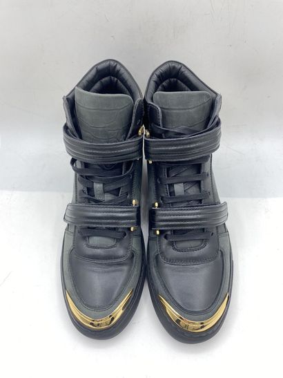 null LOUIS LEEMAN, Pair of sneakers model "High Top Sneaker with Metal Accesso" black,...