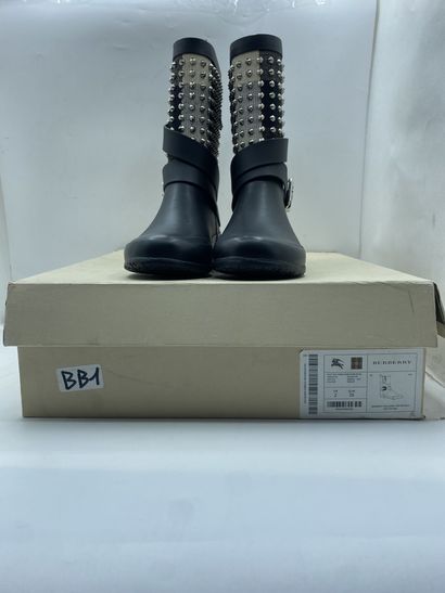 null BURBERRY, Pair of boots model "Rainboot Holloway Mid Buckle with Studs" black...