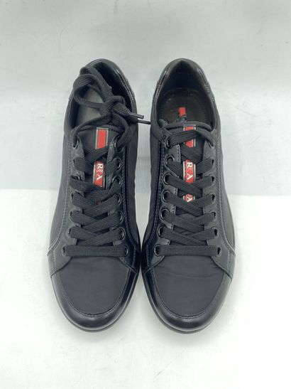 null PRADA, Pair of sneakers model "Nylon + Spazzola" black, size 5.5 (UK size is...