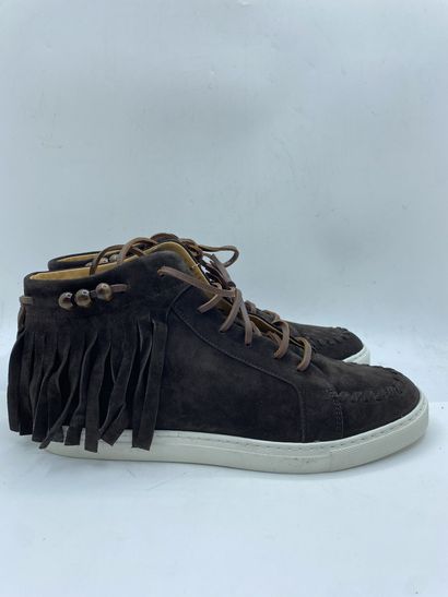 null LOUIS LEEMAN, Paire de sneakers modèle "High Top Sneaker with Fringe" marron,...