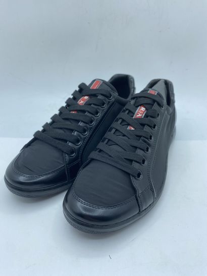 null PRADA, Pair of sneakers model "Nylon + Spazzola" black, size 5 (UK size is 38...