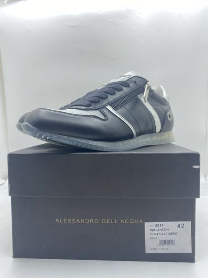 null ALESSANDRO DELL'ACQUA, Pair of sneakers model "Variante H Soft Calf Nero Blu"...