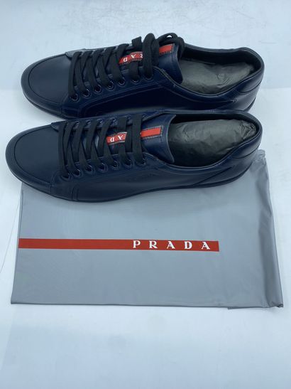 null PRADA, Pair of sneakers model "Plume + Spazzolatto" dark blue, size 10 (UK size...