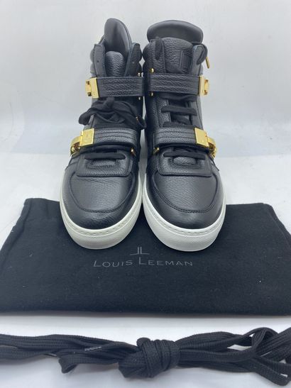  LOUIS LEEMAN, Pair of sneakers model "High Top Sneaker with Metal Accesso" black,...