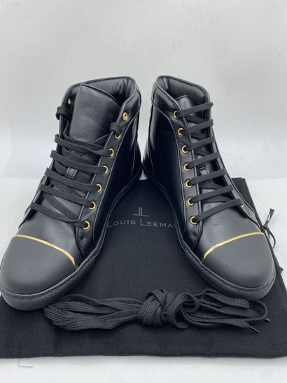  LOUIS LEEMAN, Pair of sneakers model "High Top Sneaker with Capped Metal" black...
