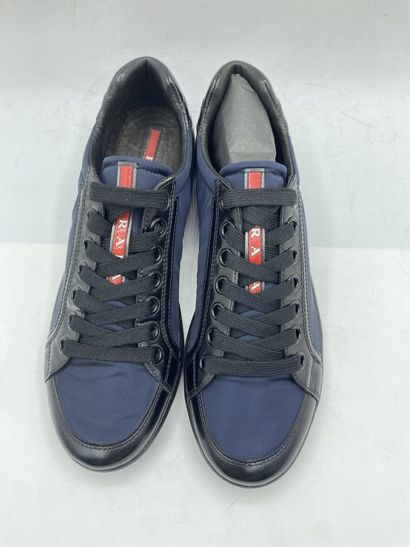 null PRADA, Pair of sneakers model "Nylon + Spazzola" black and dark blue, size 5...