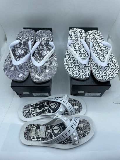 null Lot of 16 pairs of PHILIPP PLEIN sandals models "Sandals Flat 'Cardiff'" and...