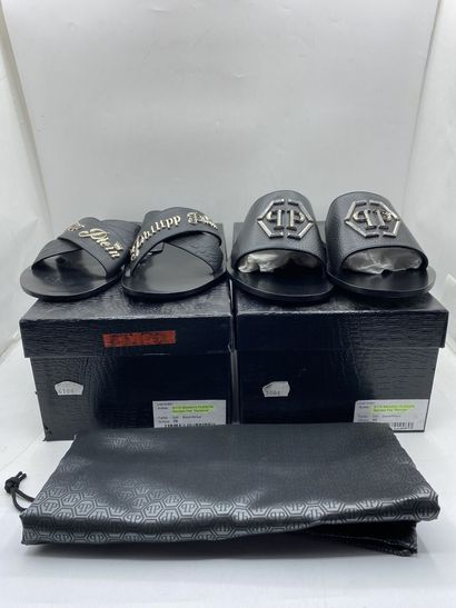null Lot of 7 pairs of sandals PHILIPP PLEIN models "Sandals Flat 'Sezanne'" and...