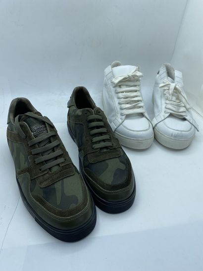 null MY BRAND EXCLUSIVE, Pair of khaki green sneakers with camouflage pattern, size...