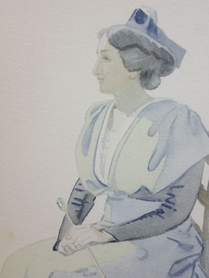 null Léo LELÉE (1872-1947)

Jeune femme assise à l'ombrelle 

Aquarelle sur papier...