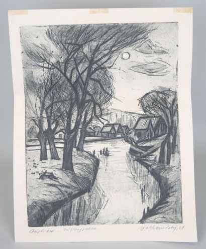 null School of the XXth century 

North German landscape 

Lithograph in black titled,...