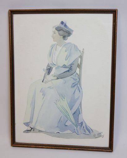null Léo LELÉE (1872-1947)

Jeune femme assise à l'ombrelle 

Aquarelle sur papier...