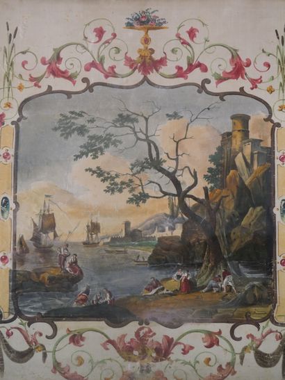 null École Française vers 1800

Paysage portuaire pour une boiserie

Aquarelle gouachée...