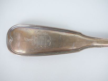 null Ladle in silver 950 thousandths with decoration net and outline. Marked 2nd...