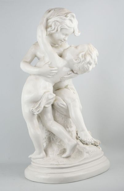 null MADRASSI :

White porcelain group representing a couple of children.

Signed...
