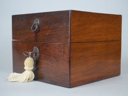 null Odor box with inlaid decoration in rosewood of crosses, with its crystal and...