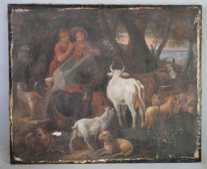 null GERMAN SCHOOL circa 1700, Entourage des Roos

Couple of shepherds and flock...