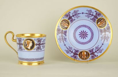 null SEVRES (hard porcelain):

Porcelain cup and saucer with polychrome and gold...