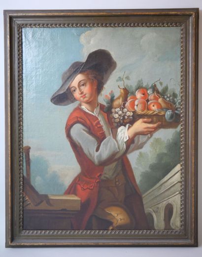 null French school of the 18th century following Raoux 

Young boy with a basket...