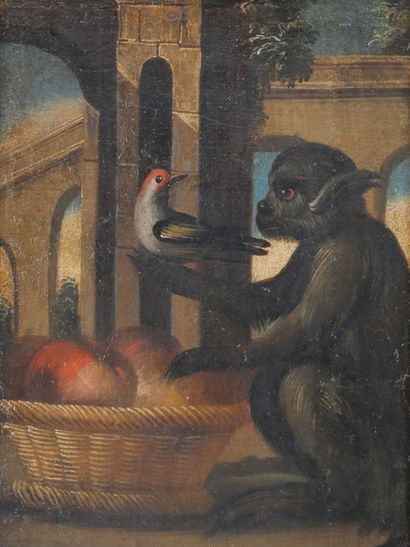 null French school of the 18th century

Monkey and bird

Canvas 

H : 54 cm

L :...