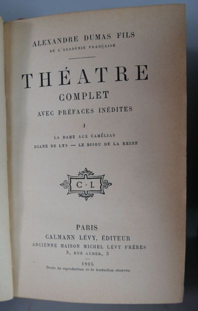 null DUMAS FILS (Alexandre). 

Complete theater with unpublished prefaces. Paris...