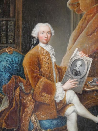 null FRENCH SCHOOL circa 1760, entourage of DROUAIS

Portrait of a man holding an...