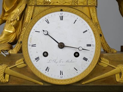 null Clock in gilded bronze and brown patina bronze.

Wire movement.

Empire period.

(Some...