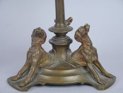 null Pair of bronze torches, the base composed of three hunting dogs.

Napoleon III...