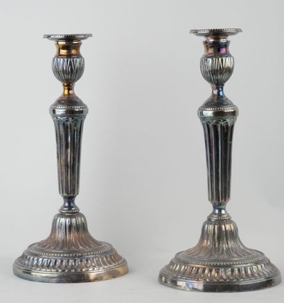 null Pair of bronze torches with silver plating.

Louis XVI period.

H : 27 cm.



Expert...