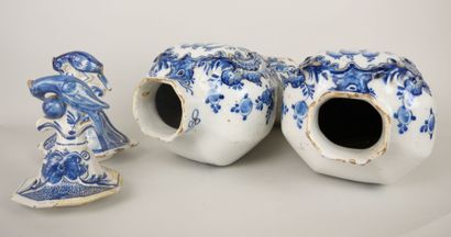 null DELFT :

Pair of covered earthenware vases decorated in blue monochrome with...