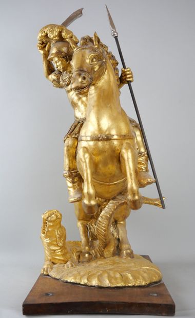 null Sculpture in gilded wood, representing Saint George slaying the dragon.

Probably...