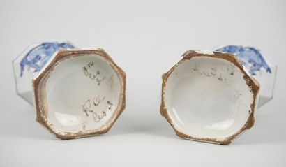null DELFT :

Pair of earthenware cone vases with blue monochrome decoration.

Period...