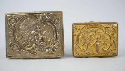 null Rectangular silver or gilt metal box with repoussé decoration.

Eighteenth century...
