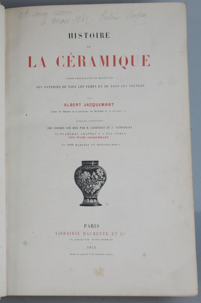 null JACQUEMART (Albert)

Histoire de la céramique. Paris, Hachette, 1875. Grand...