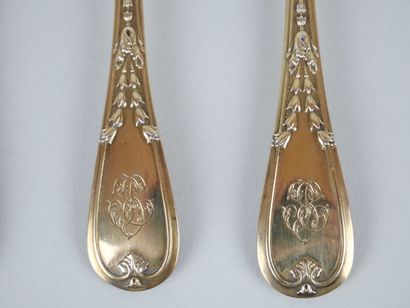 null Suite of 6 spoons in gilded silver 925 thousandths with decoration of acanthus...