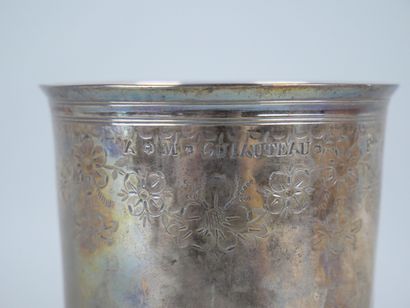 null Timbale in silver 950 thousandth of form tulip with decoration of a garland...