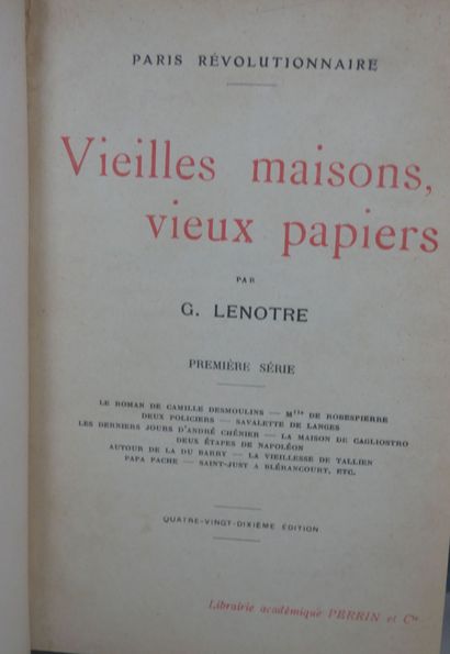 null LENOTRE (Georges)

Revolutionary Paris, old houses, old papers. 

Paris, Libairie...