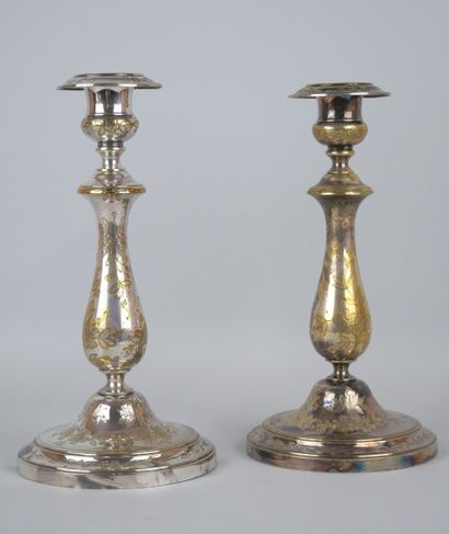 CHRISTOFLE

Pair of candlesticks in silver...
