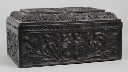 null Tinted and carved wood chest decorated with leaves and flowers. 

Dimensions...