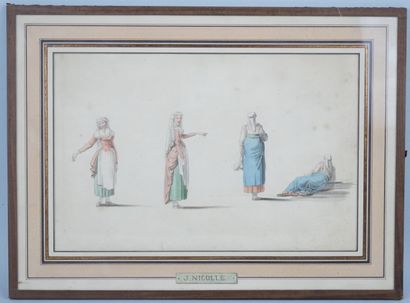 null Italian school of the early 19th century 

Study of women standing 

Watercolor...