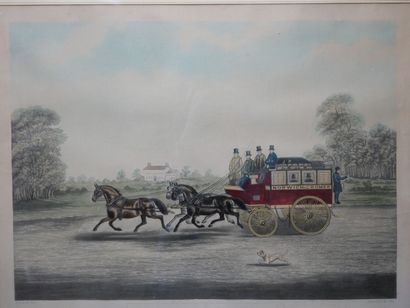 null D'après James POLLARD (1792/97-1867) 

The unicorn Norwich coach 

Gravure anglaise...