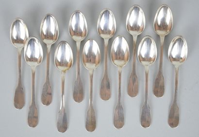 Suite of 12 spoons to moka out of silver...