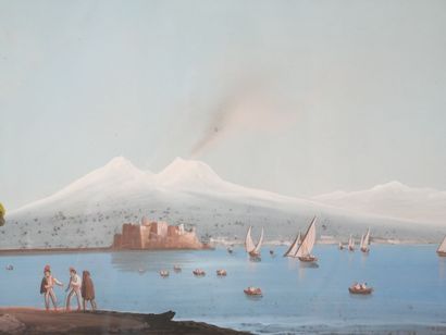 null École Napolitaine du XIXème siècle

Vue d'Ischia 

Gouache sur papier 

29 x...